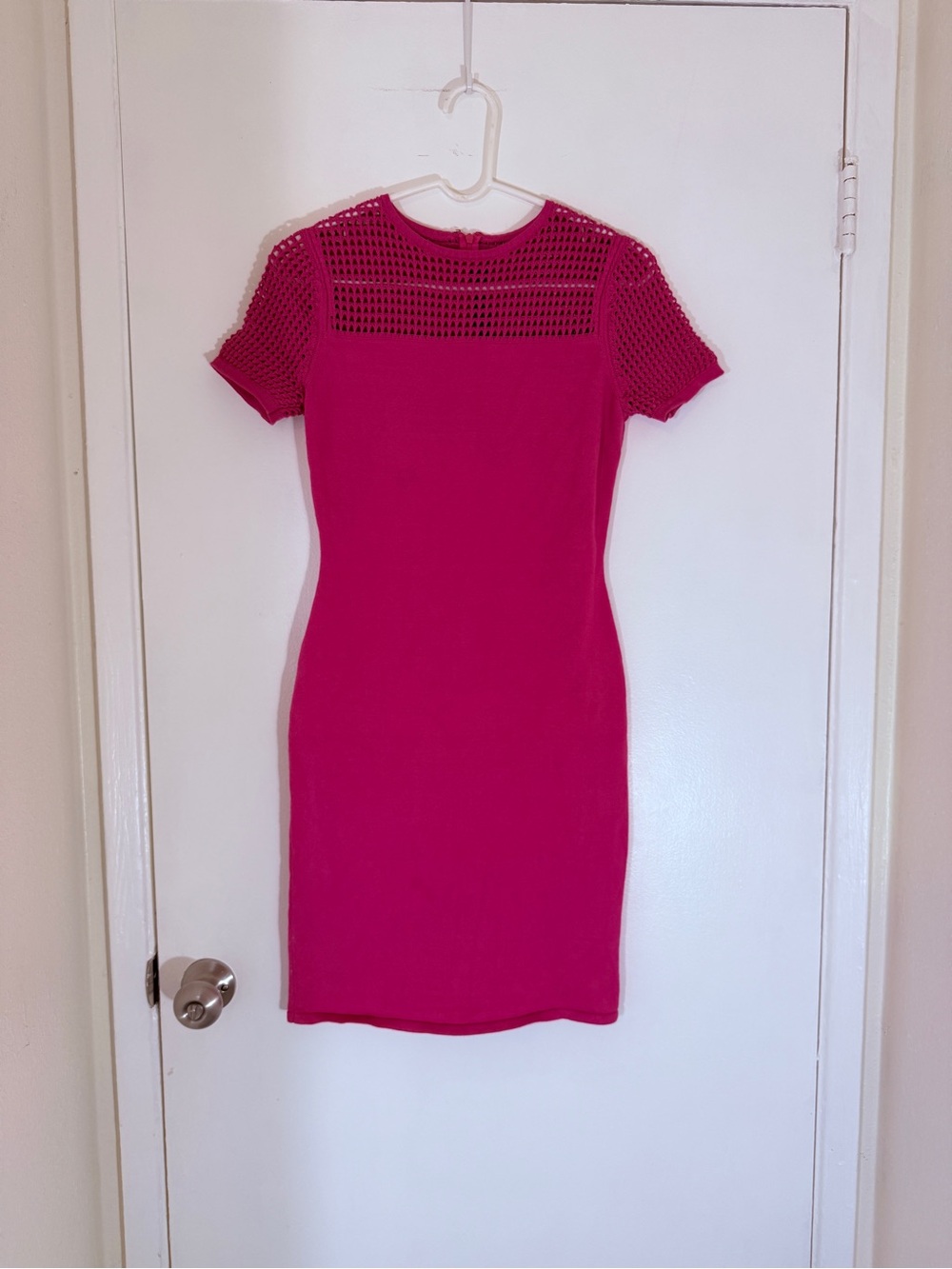 St. John Hot Pink Short Sleeve Knit Mini Dress